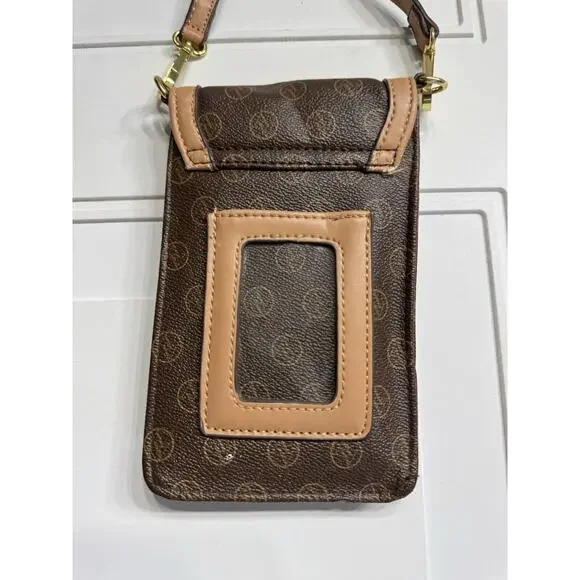 Adrienne Vittadini Crossbody Brown Phone Holder Wallet Card ID Slot - Picture 3 of 6